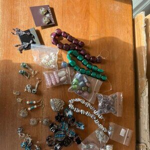 Collection of beads and earrings